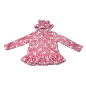 Toddler Girl's Pink & White‎ Hooded Fleece Jacket - Size 2T